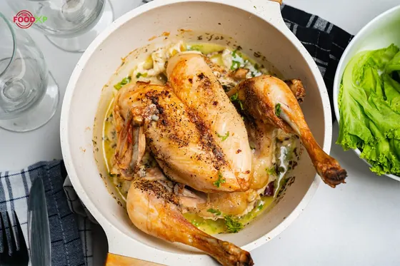 Whole chicken braised in milk with lemon and sage, tested by Chef Jasbir Singh